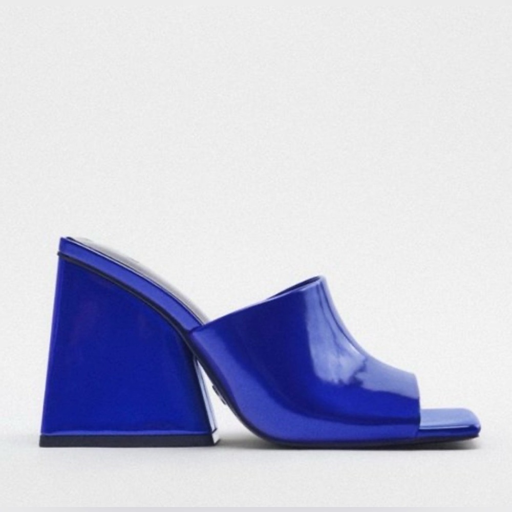 Zara Women's Shiny Blue Mules